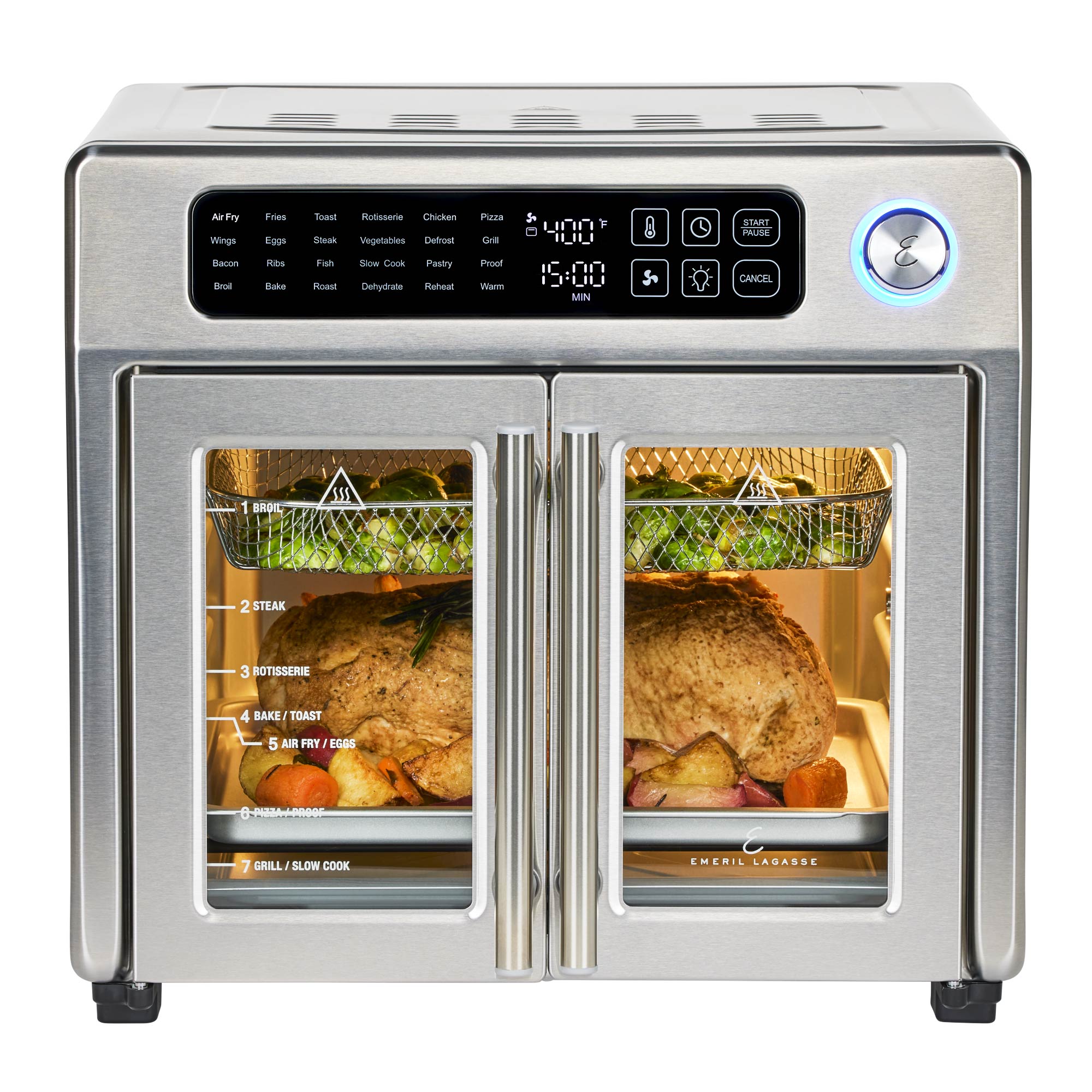EMERIL LAGASSE EXTRA LARGE FRENCH DOOR AIRFRYER 360™ TOASTER OVEN COMBO, 26 QT