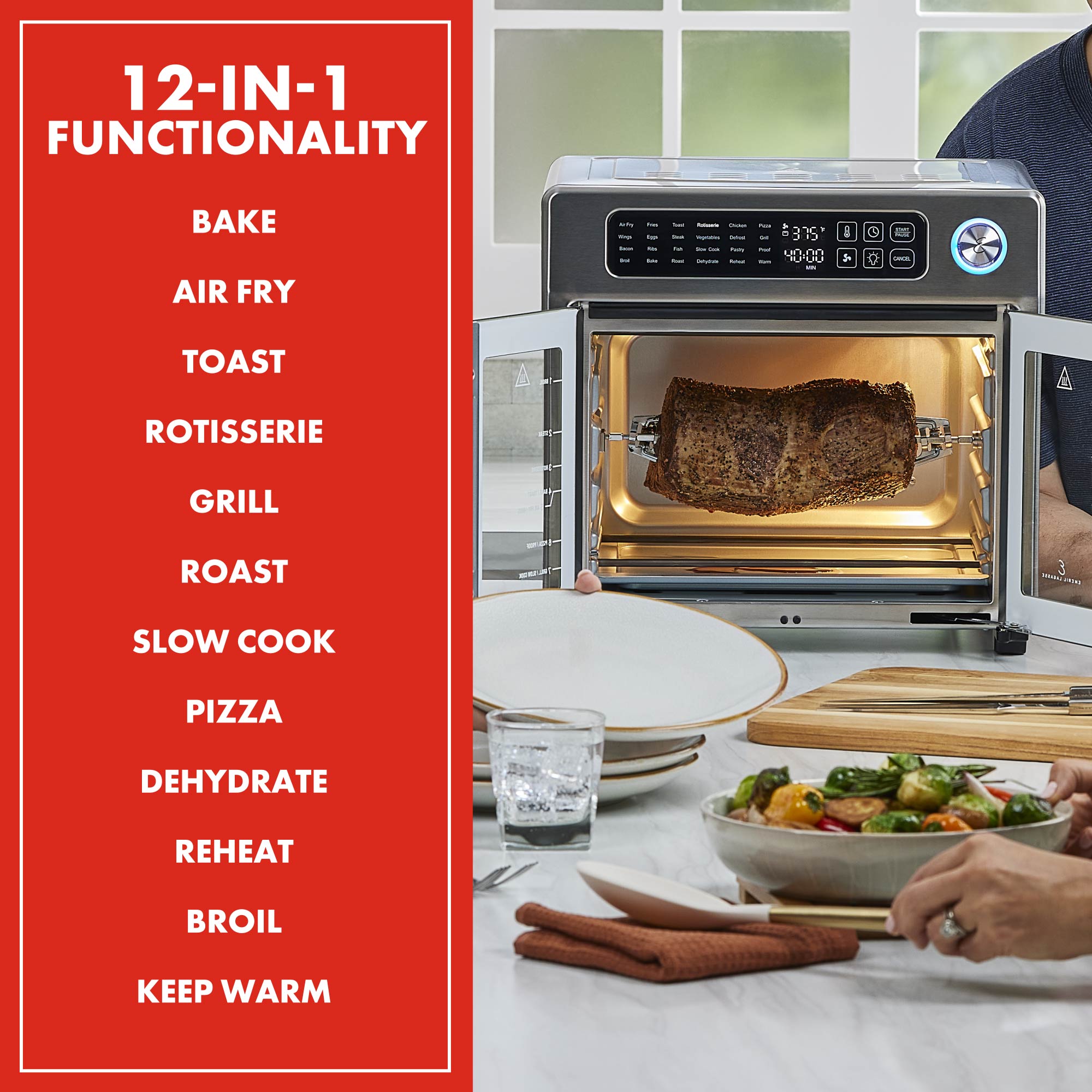EMERIL LAGASSE EXTRA LARGE FRENCH DOOR AIRFRYER 360™ TOASTER OVEN COMBO, 26 QT